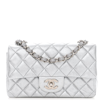 Chanel Metallic Lambskin Quilted Mini Rectangular Flap Silver 1 of 10