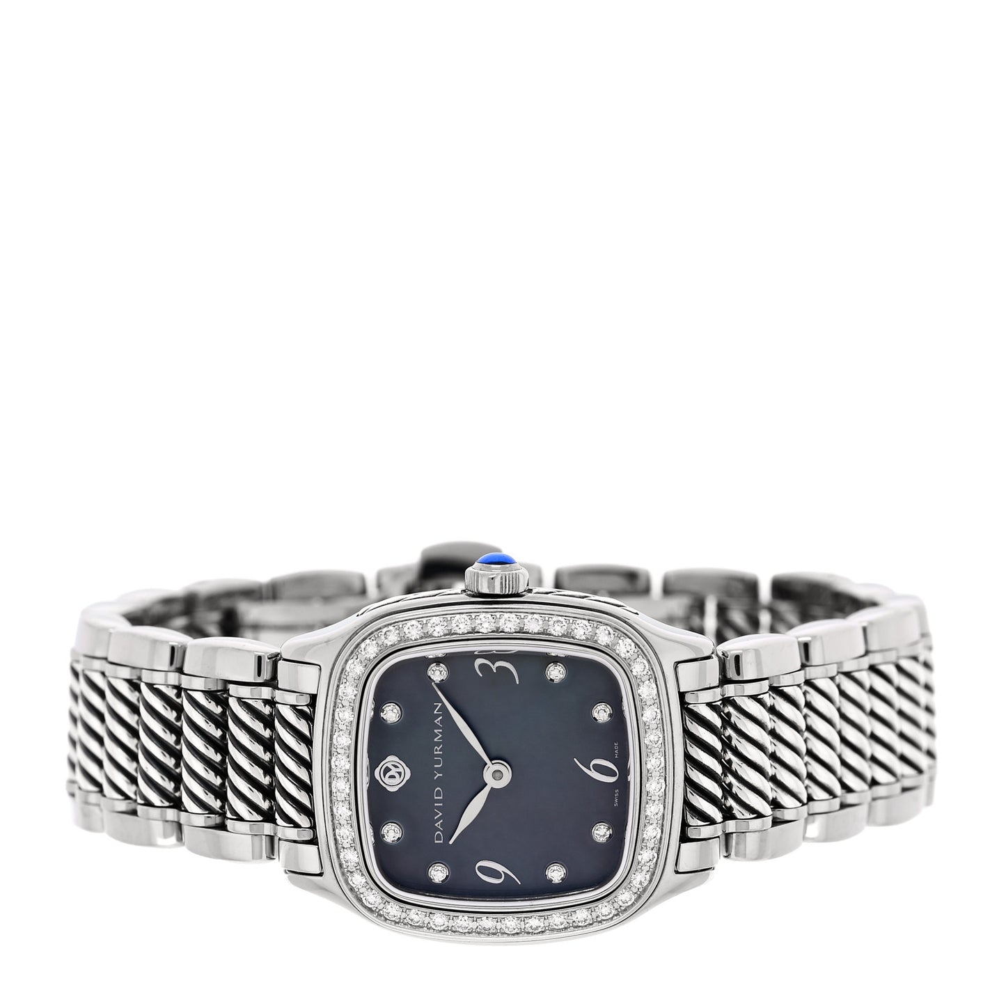 Stainless Steel Diamond Bezel Blue Mother of Pearl 25mm Thoroughbred Quartz Watch