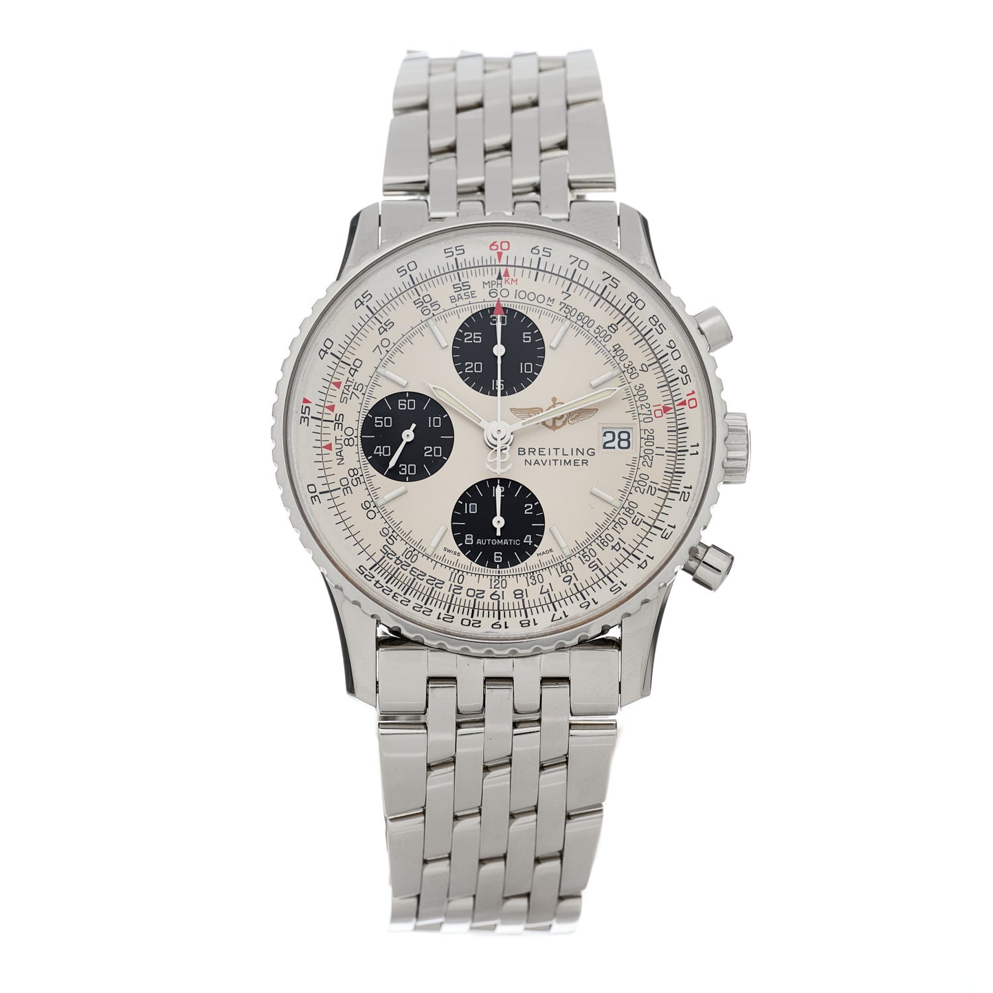 Stainless Steel 41mm Navitimer Automatic Watch White A1332412