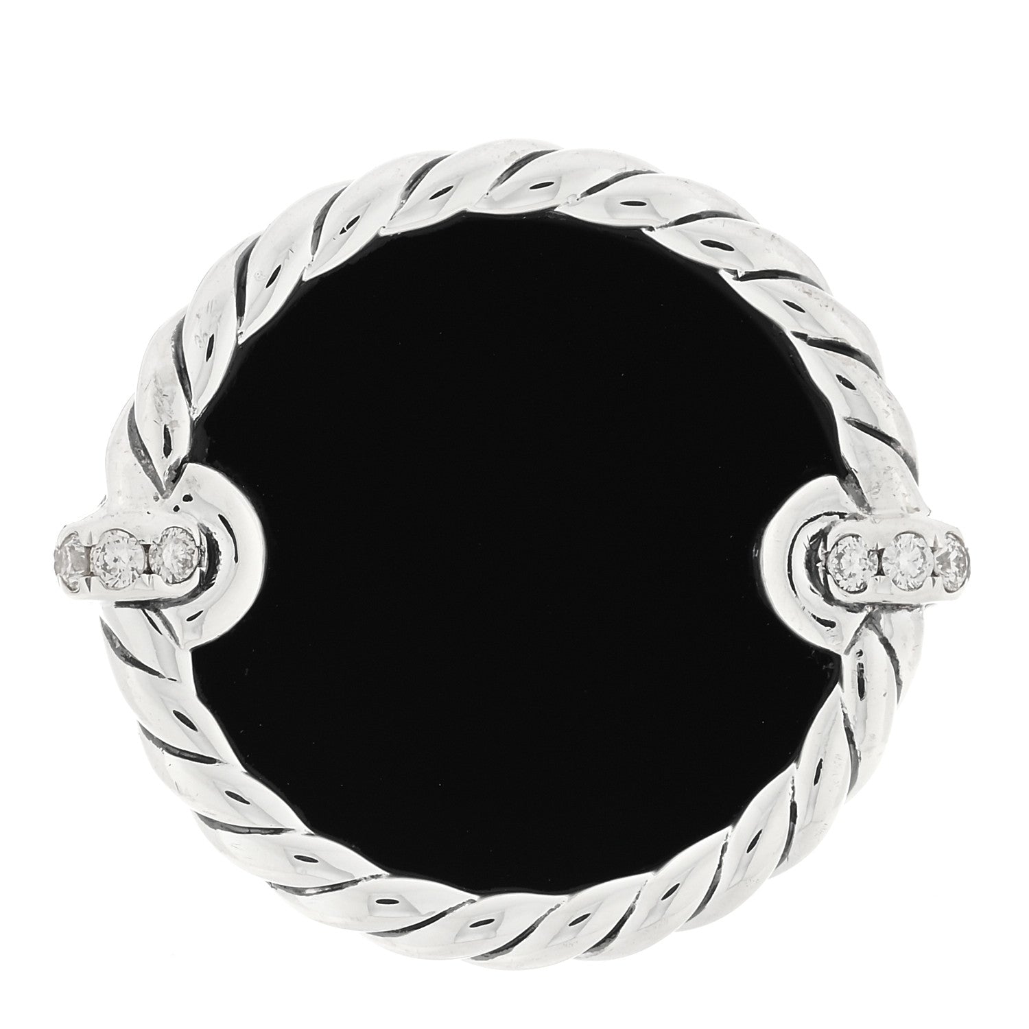 David Yurman Sterling Silver Diamond Black Onyx Elements Ring 58 8.25 1 of 4
