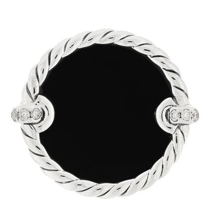 David Yurman Sterling Silver Diamond Black Onyx Elements Ring 58 8.25 1 of 4
