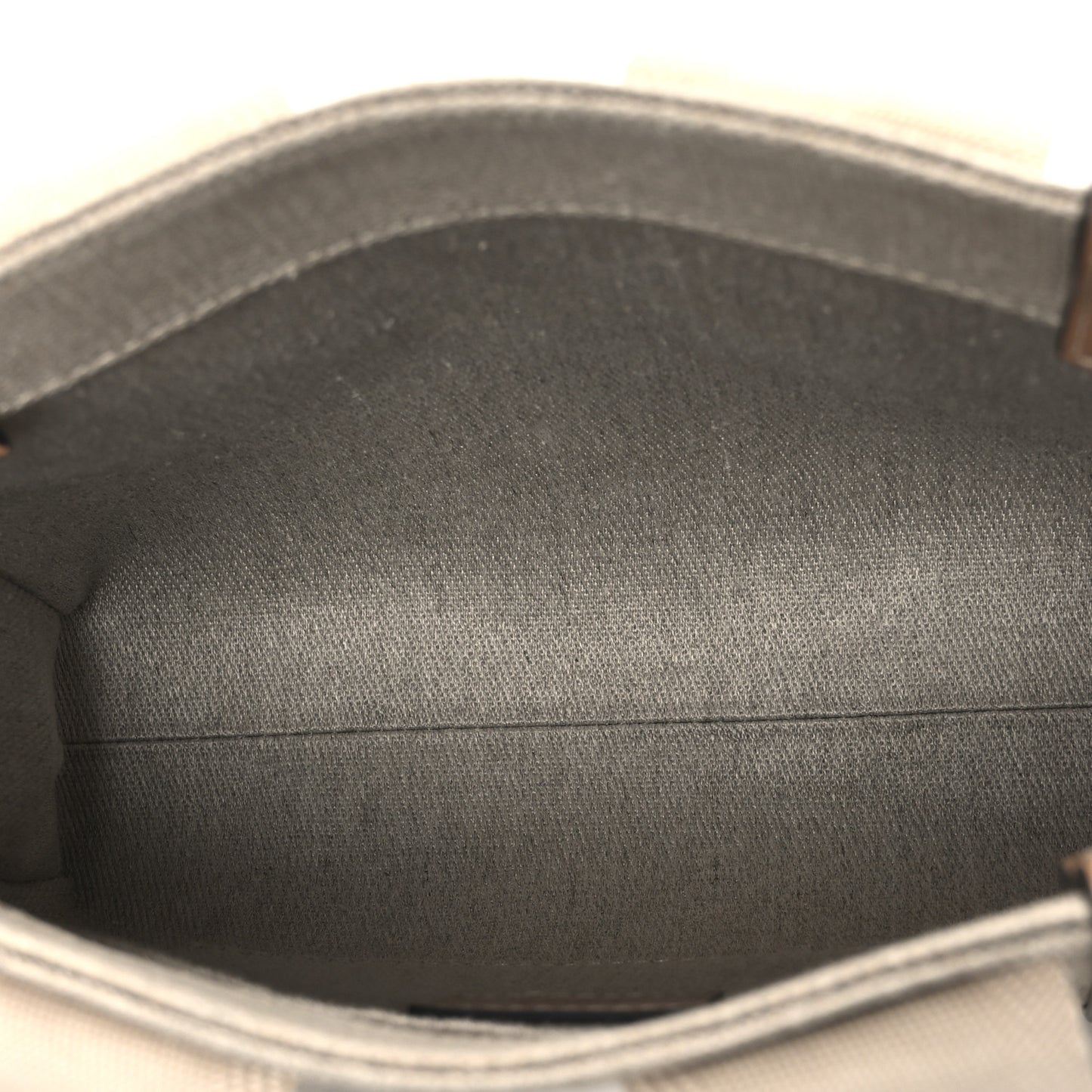 Linen Calfskin Small Woody Ribbon Tote With Strap White Light Brown