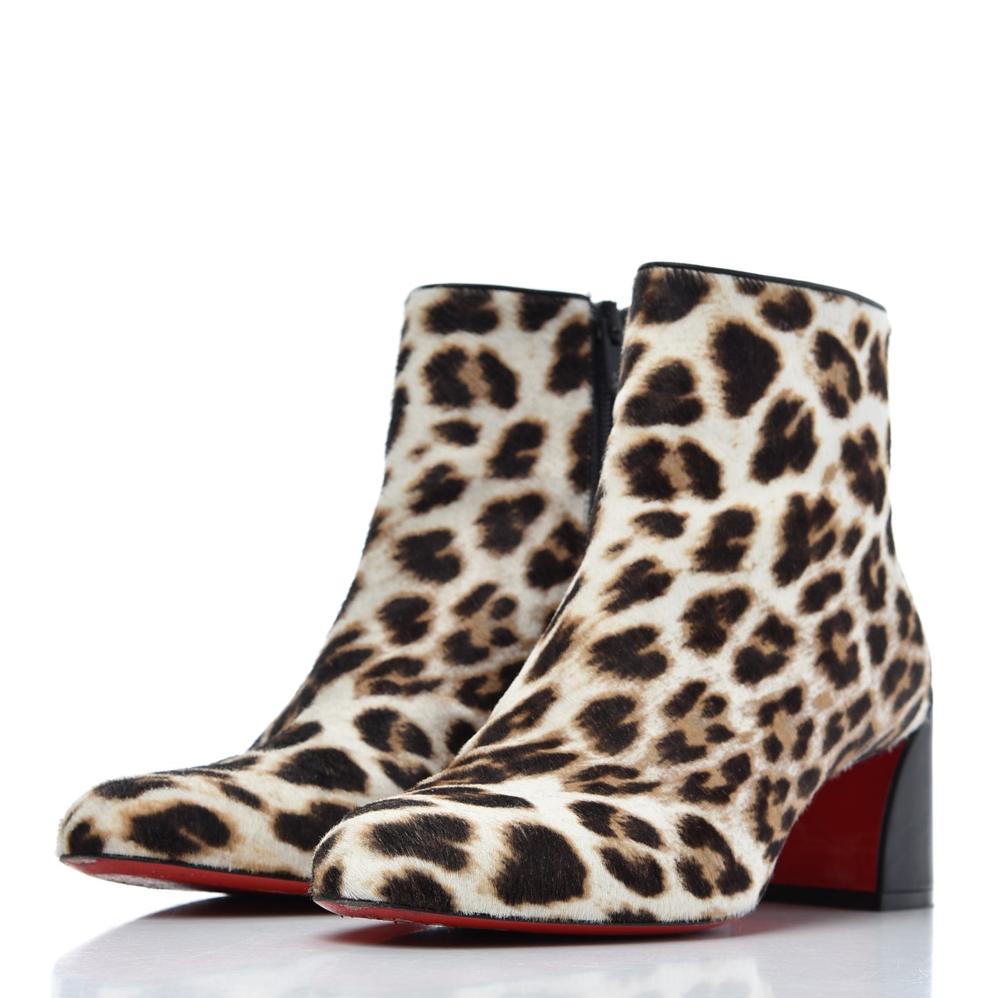 Pony Hair Leopard Turela 55 Ankle Boots 37.5 Black White