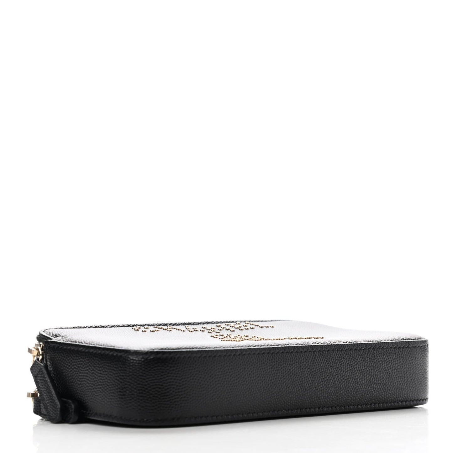 Caviar Studded Small Deauville Clutch With Chain Black