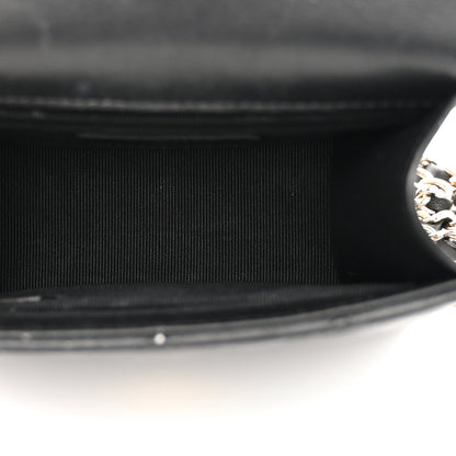 Chanel Lambskin Quilted Top Handle Flap Clutch With Chain Black 5 of 11