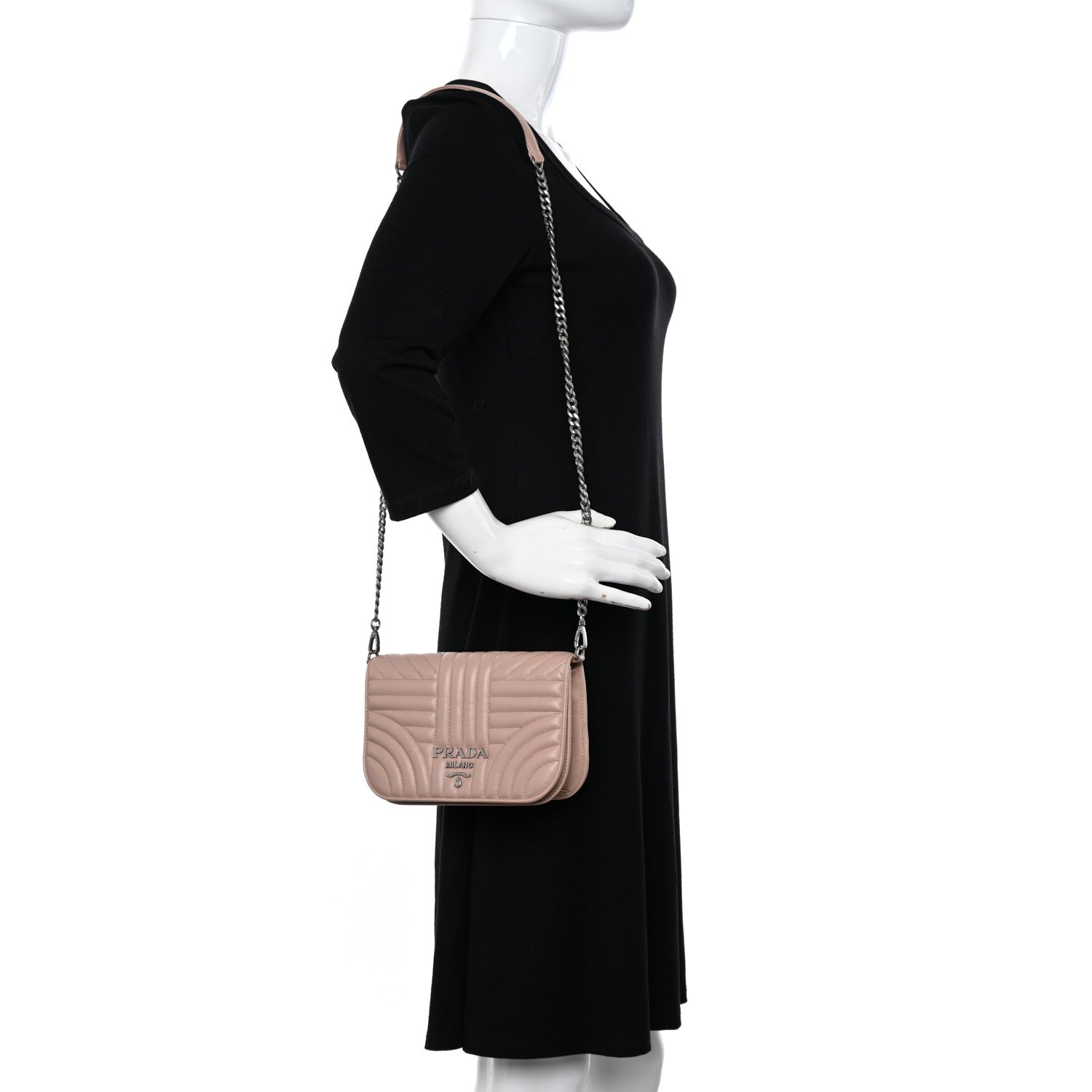 Prada Nappa Impunture Small Diagramme Crossbody Bag Cipria 2 of 13