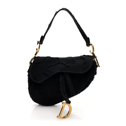 Christian Dior Canvas Embroidered Camouflage Saddle Bag Black 1 of 10