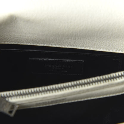 Saint Laurent Sheepskin Matelasse Chevron Monogram Medium College Bag Dove White 8 of 17