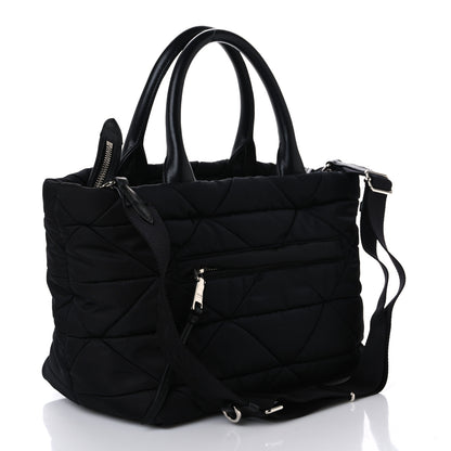 Prada Re-Nylon Nappa Triangle Quilted Padded Small Double Handled Zip Tote Black 3 of 11