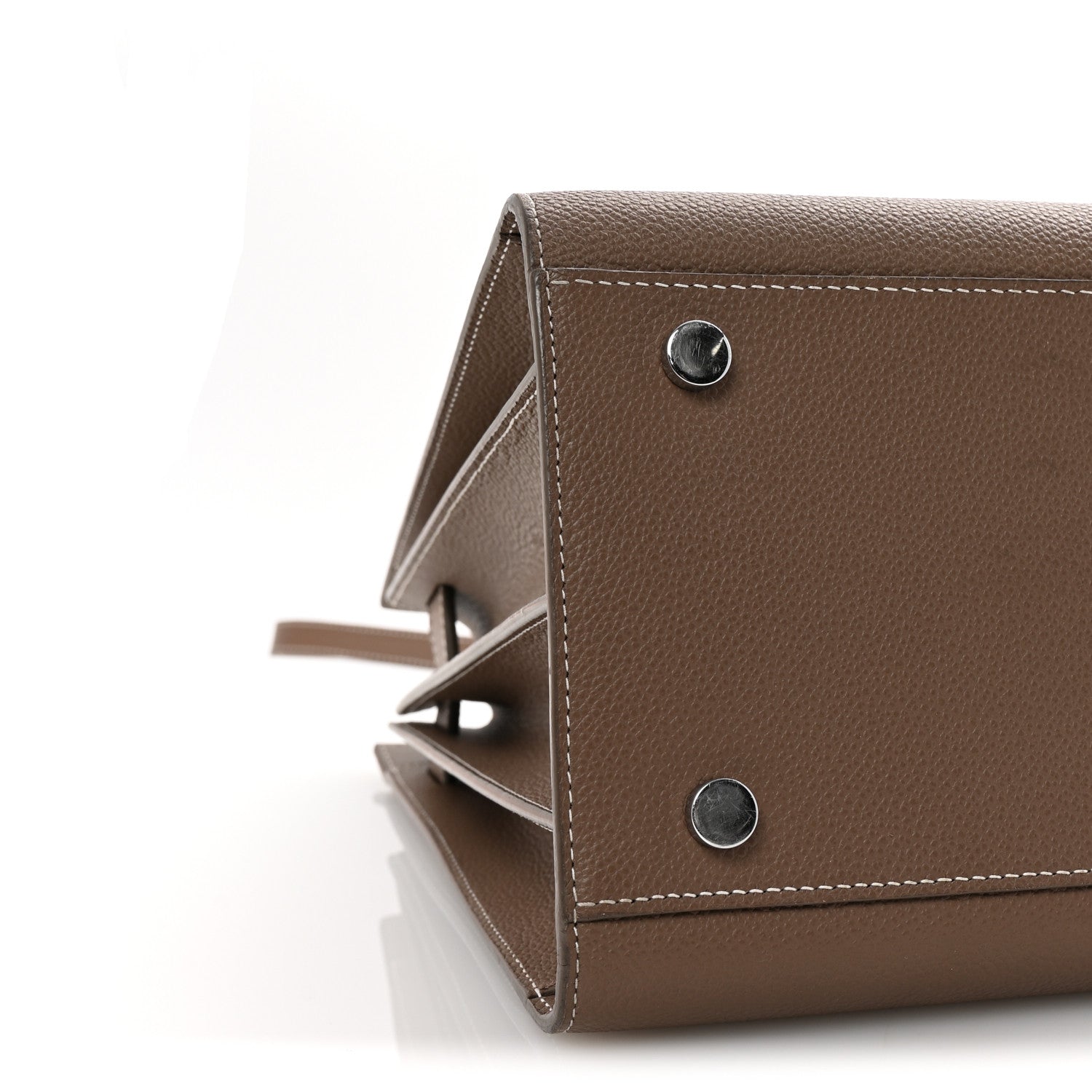 Saint Laurent Grained Calfskin Topstitch Small Classic Sac De Jour Taupe 8 of 9