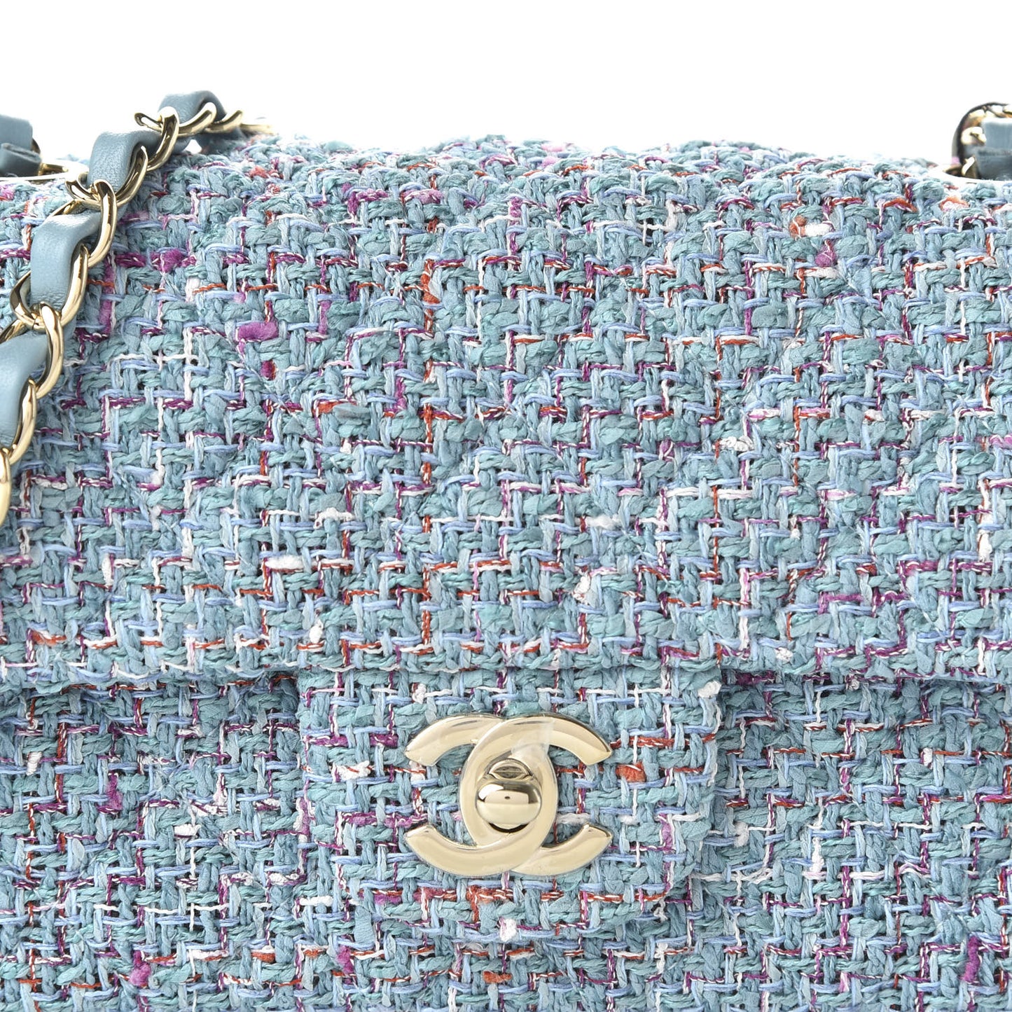 Tweed Quilted Mini Rectangular Flap Turquoise Purple White Red