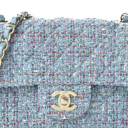 Chanel Tweed Quilted Mini Rectangular Flap Turquoise Purple White Red 10 of 10