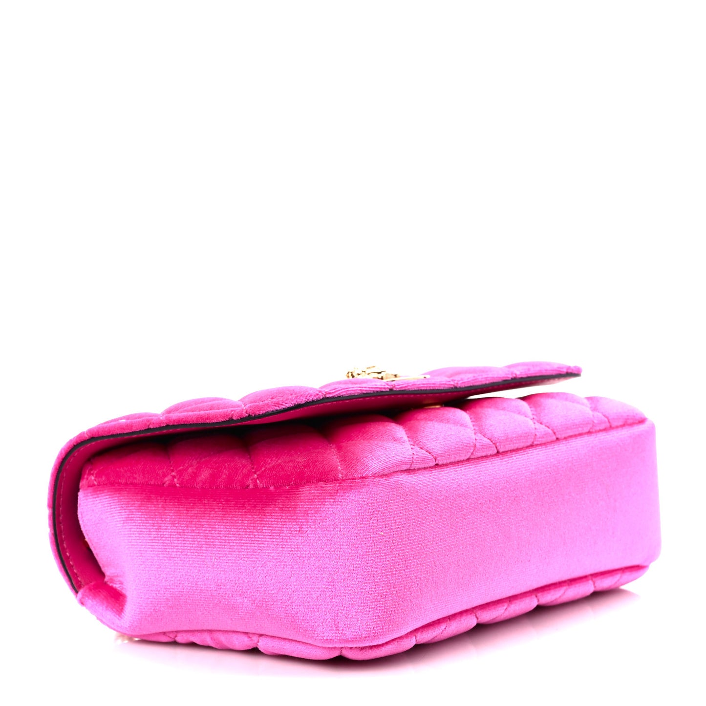 Velvet Quilted Medusa Chain Crossbody Pink