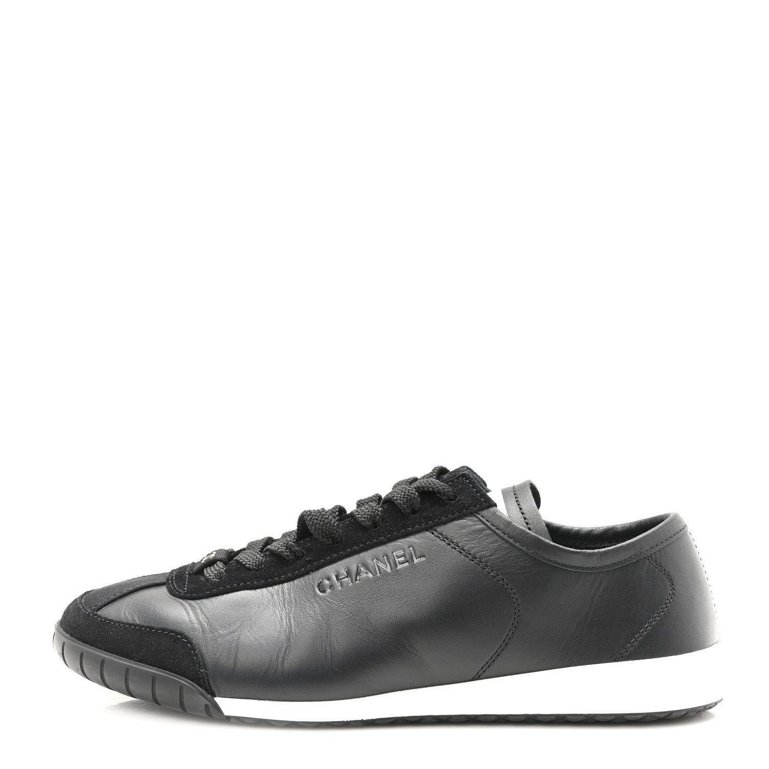 Chanel Calfskin Suede Sneakers 36 Black 1 of 8