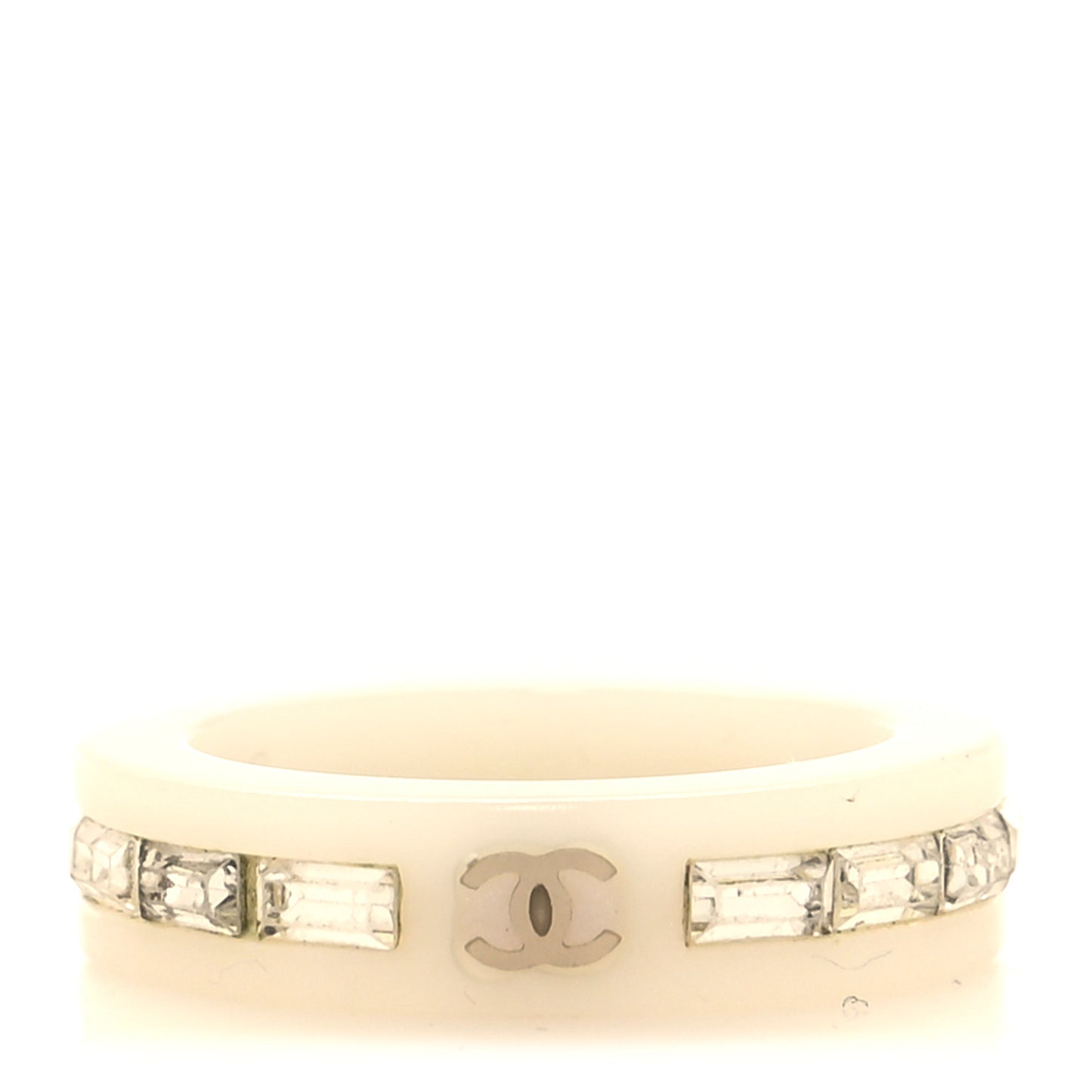 Resin Crystal Baguette CC Ring 53 6.5 White