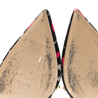 Valentino Garavani Calf Hair Leopard Print Rockstud Ankle Strap Pumps 40 Black Pink 9 of 13