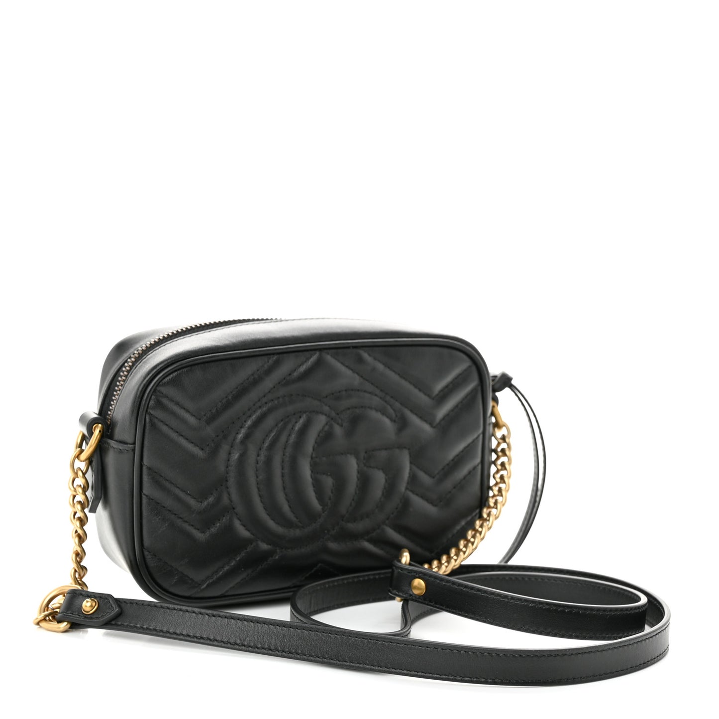 Calfskin Matelasse Mini GG Marmont Chain Shoulder Bag Black