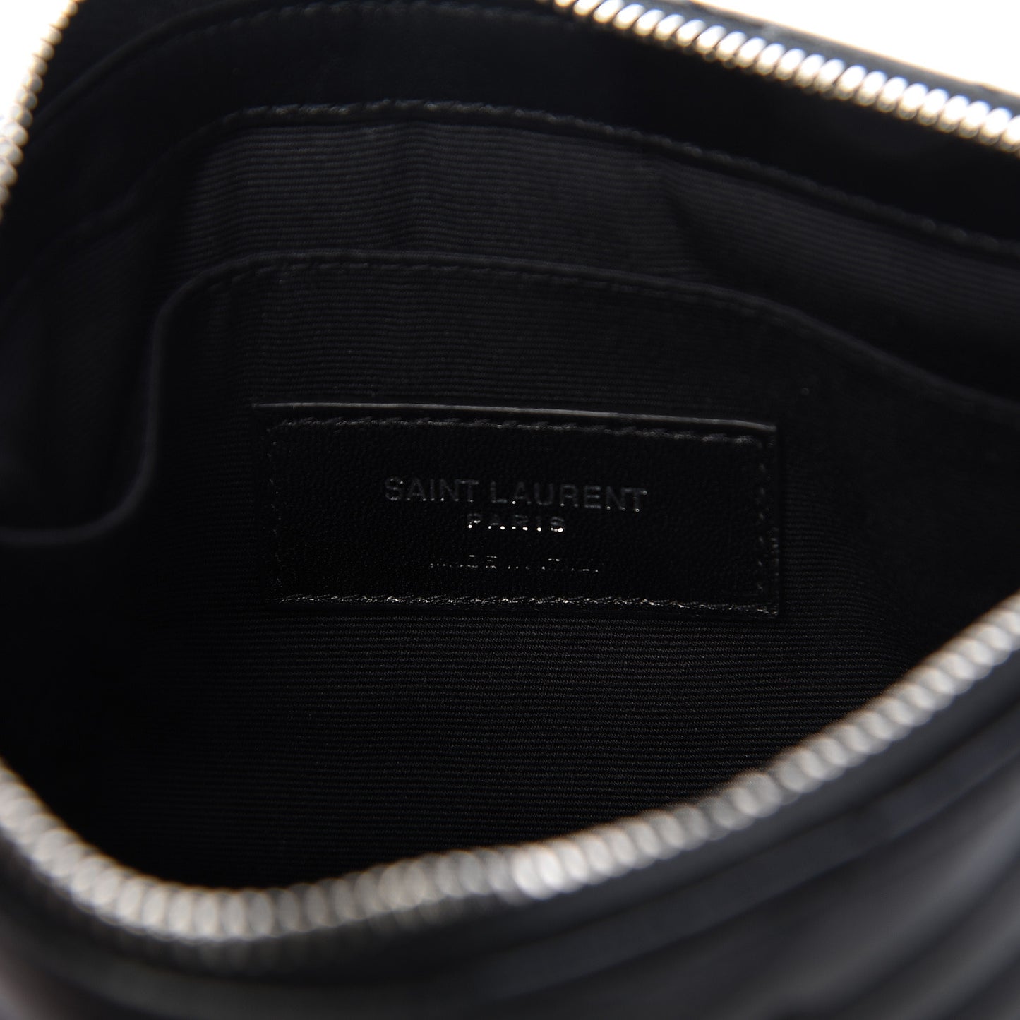 Calfskin Matelasse Chevron Monogram Pouch Black