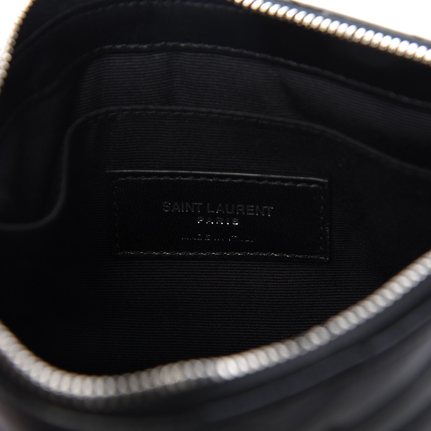 Saint Laurent Calfskin Matelasse Chevron Monogram Pouch Black 6 of 9