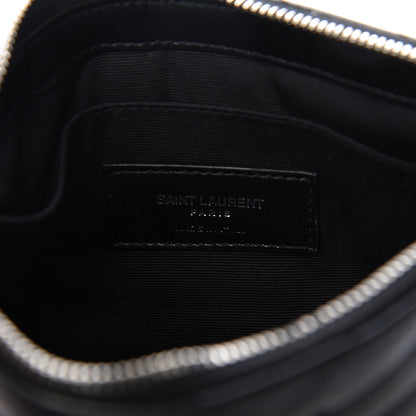 Saint Laurent Calfskin Matelasse Chevron Monogram Pouch Black 6 of 9
