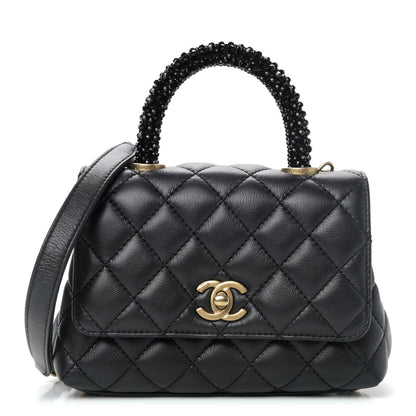 Chanel Calfskin Crystal Quilted Extra Mini Coco Handle Flap Black 1 of 5