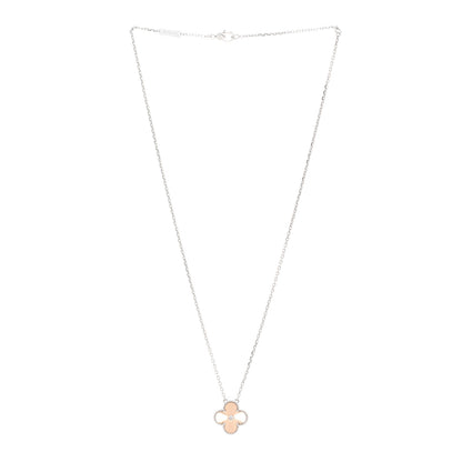 Van Cleef & Arpels 18K White Rose Gold Diamond Guilloche Vintage Alhambra Pendant Necklace 3 of 5