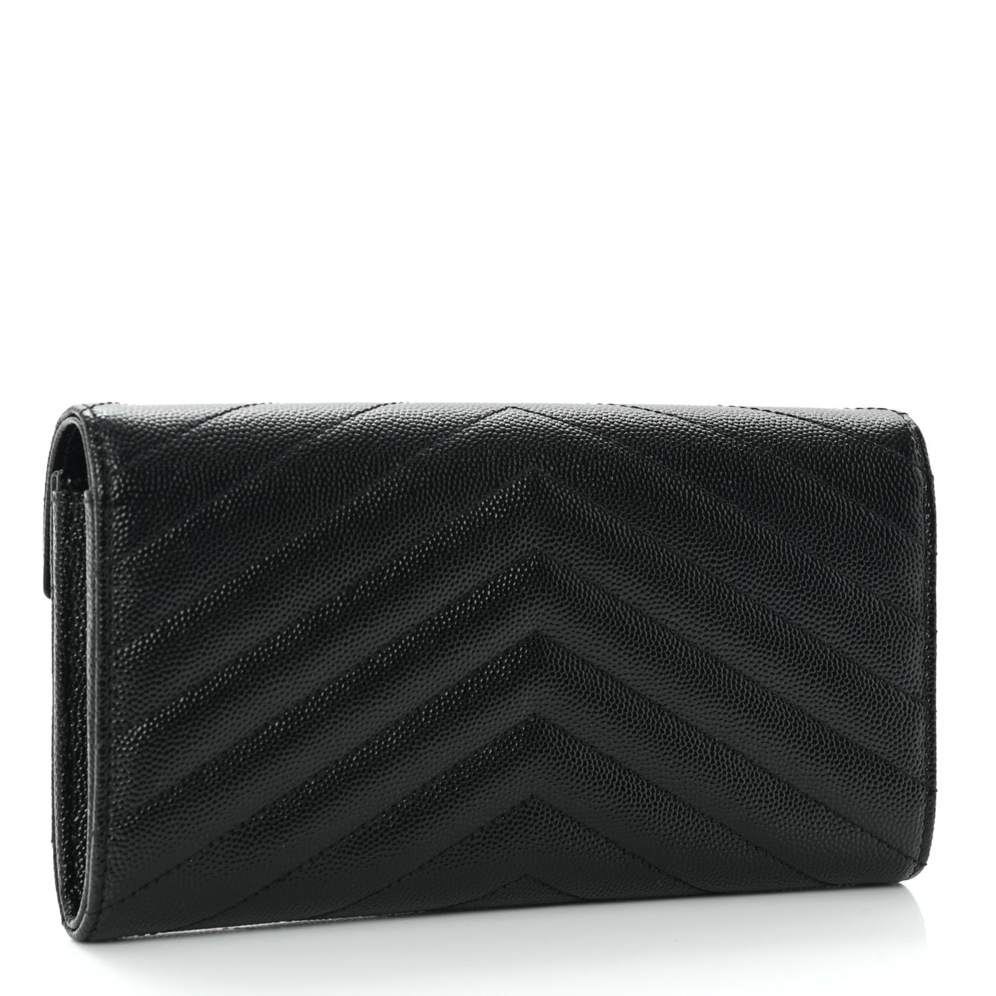 Grain De Poudre Matelasse Chevron Monogram Flap Wallet Black