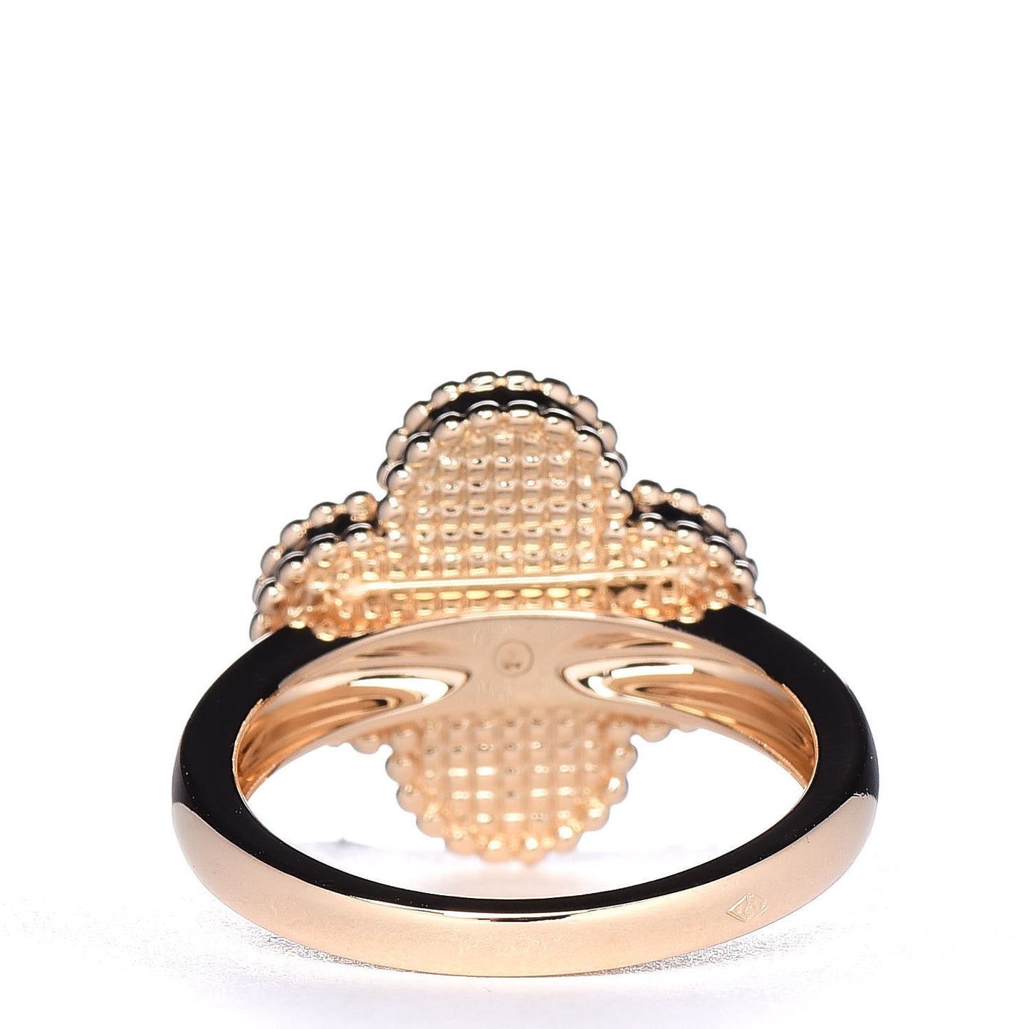18K Yellow Gold Diamond Carnelian Vintage Alhambra Ring 51 5.75