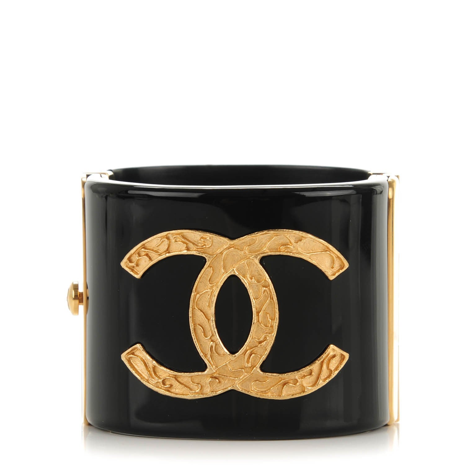 Chanel Resin CC Cuff Black Gold 1 of 4