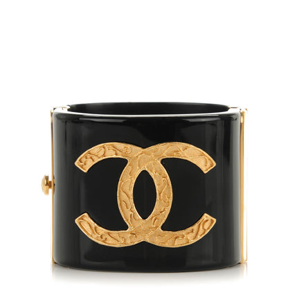 Chanel Resin CC Cuff Black Gold 1 of 4