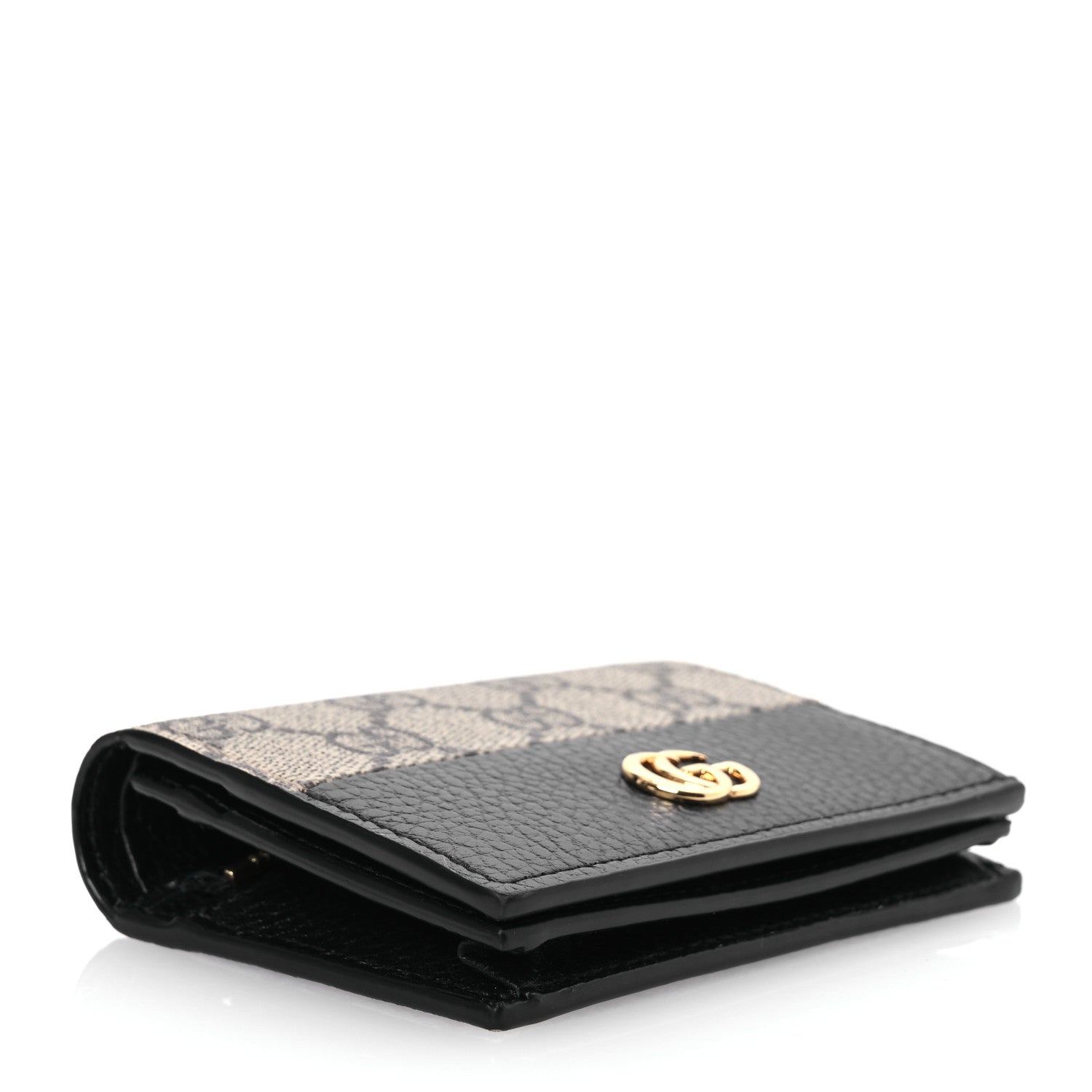 Gucci Dollar Calfskin GG Supreme Monogram GG Marmont Card Case Black Beige Ebony 4 of 12