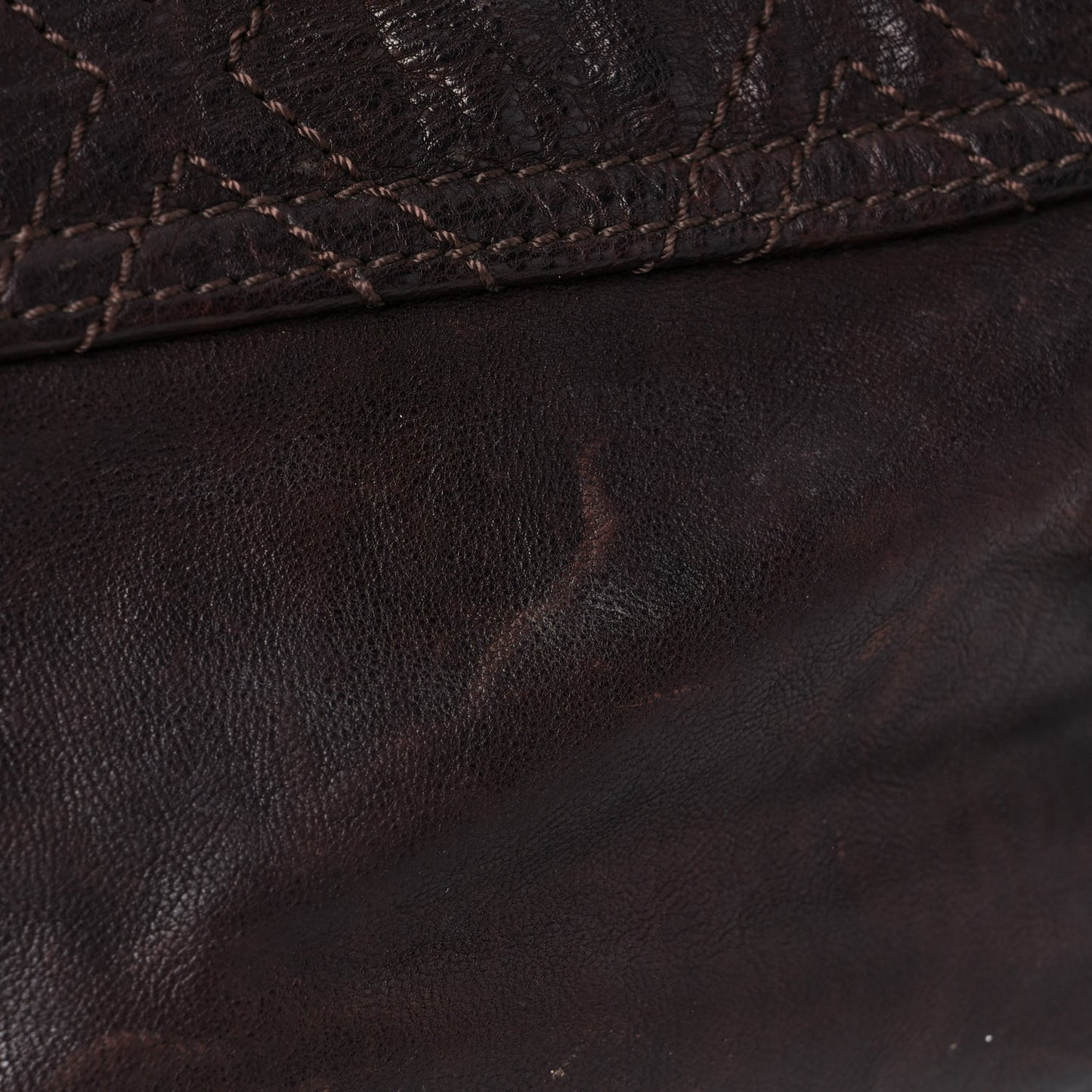 Calfskin Diamond Stitch Accordion Flap Brown