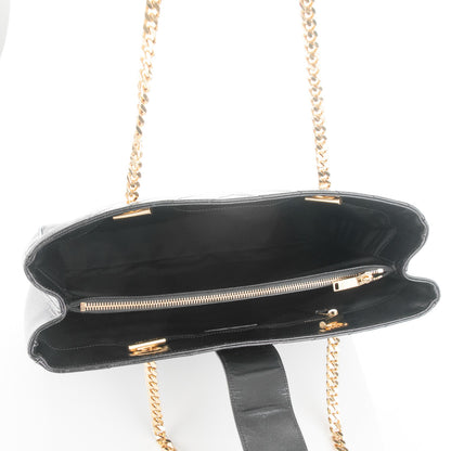 Saint Laurent Grain De Poudre Matelasse Chevron Monogram Shopping Bag Black 5 of 7