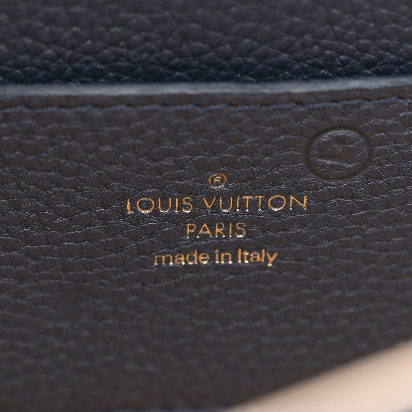 Grained Calfskin LV Pont 9 Soft MM Bleu Marine