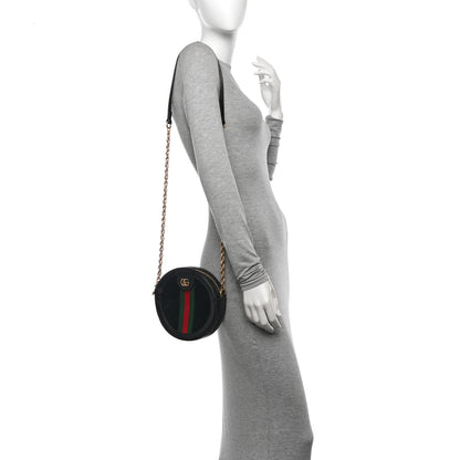 Gucci Suede Patent Web Mini Ophidia Round Shoulder Bag Black 2 of 12