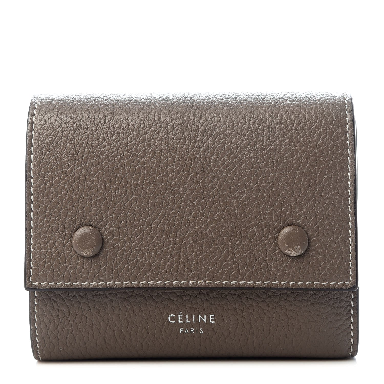 Celine Drummed Calfskin Small Multifunction Folded Wallet Souris 1 of 7