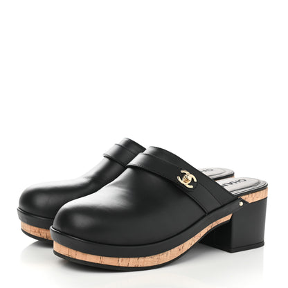 Chanel Calfskin CC Turn Lock Clogs 41 Black 3 of 9