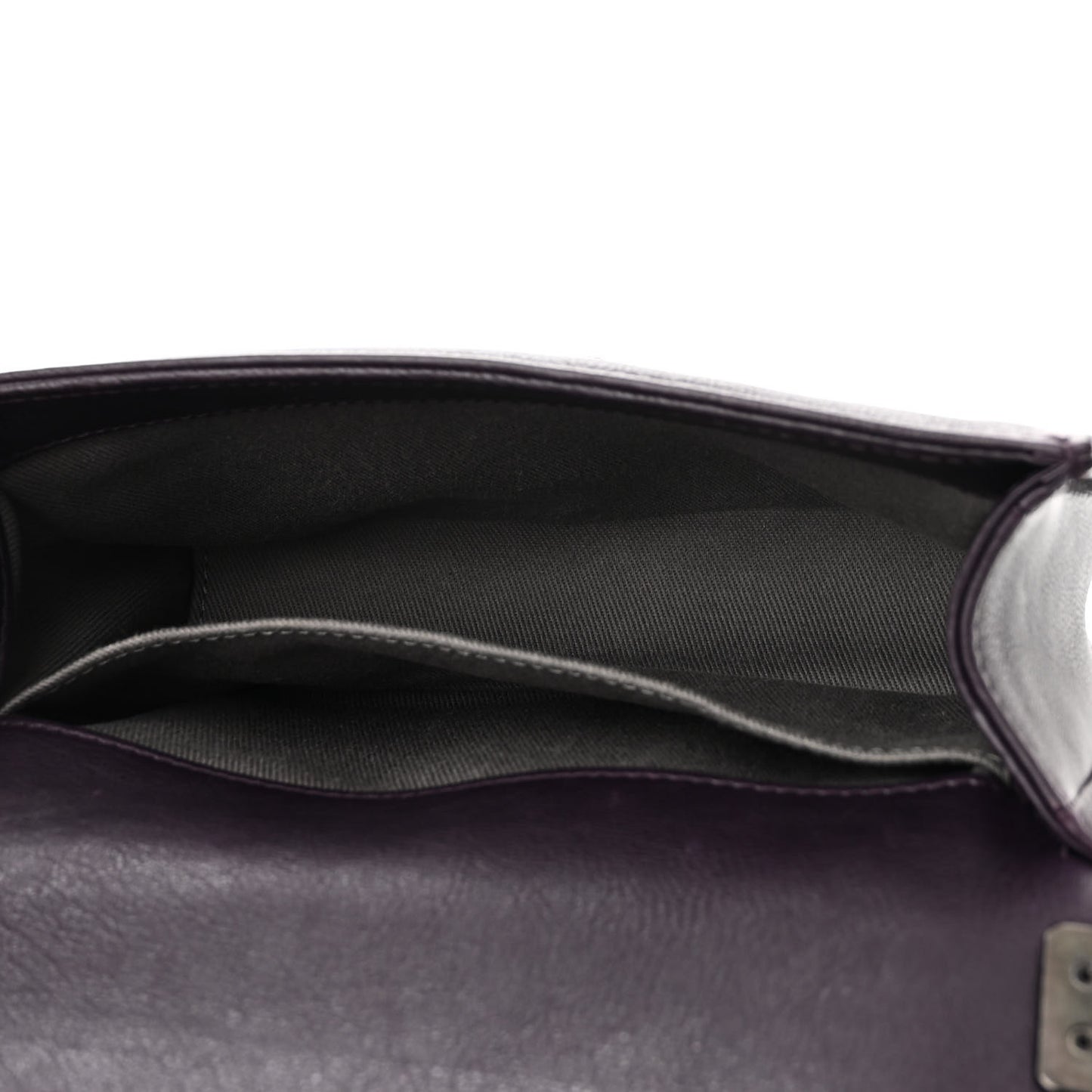 Calfskin Crystal Embossed Small Boy Flap Plum