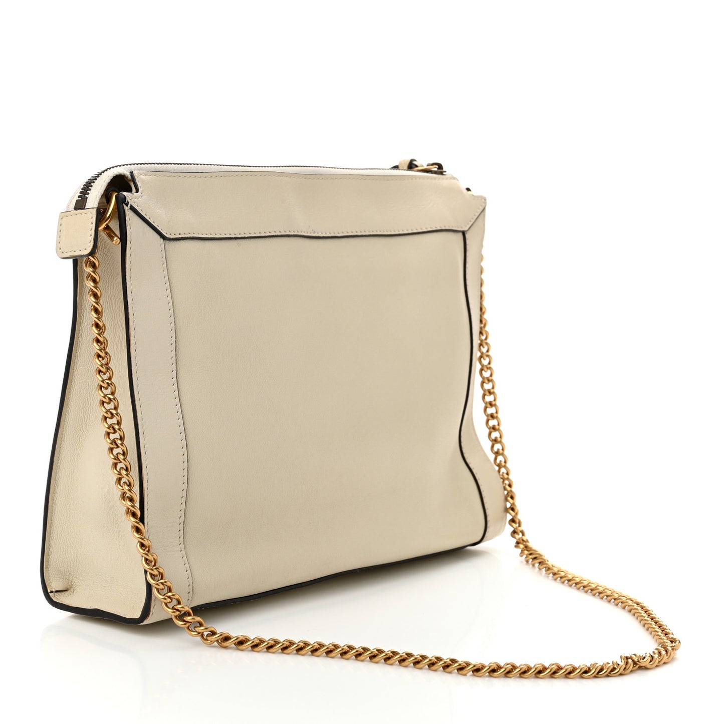 New Sakai Calfskin Lux Dahlia Chain Shoulder Bag Mystic White