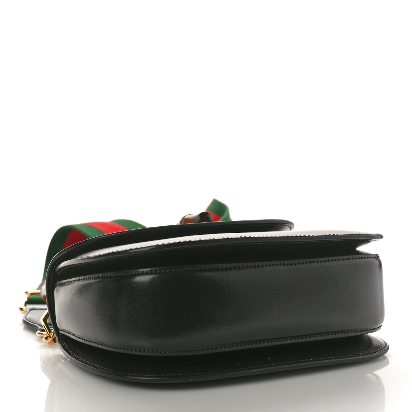 Boarded Dyana Lux Calfskin Web Small Bamboo 1947 Top Handle Bag Black