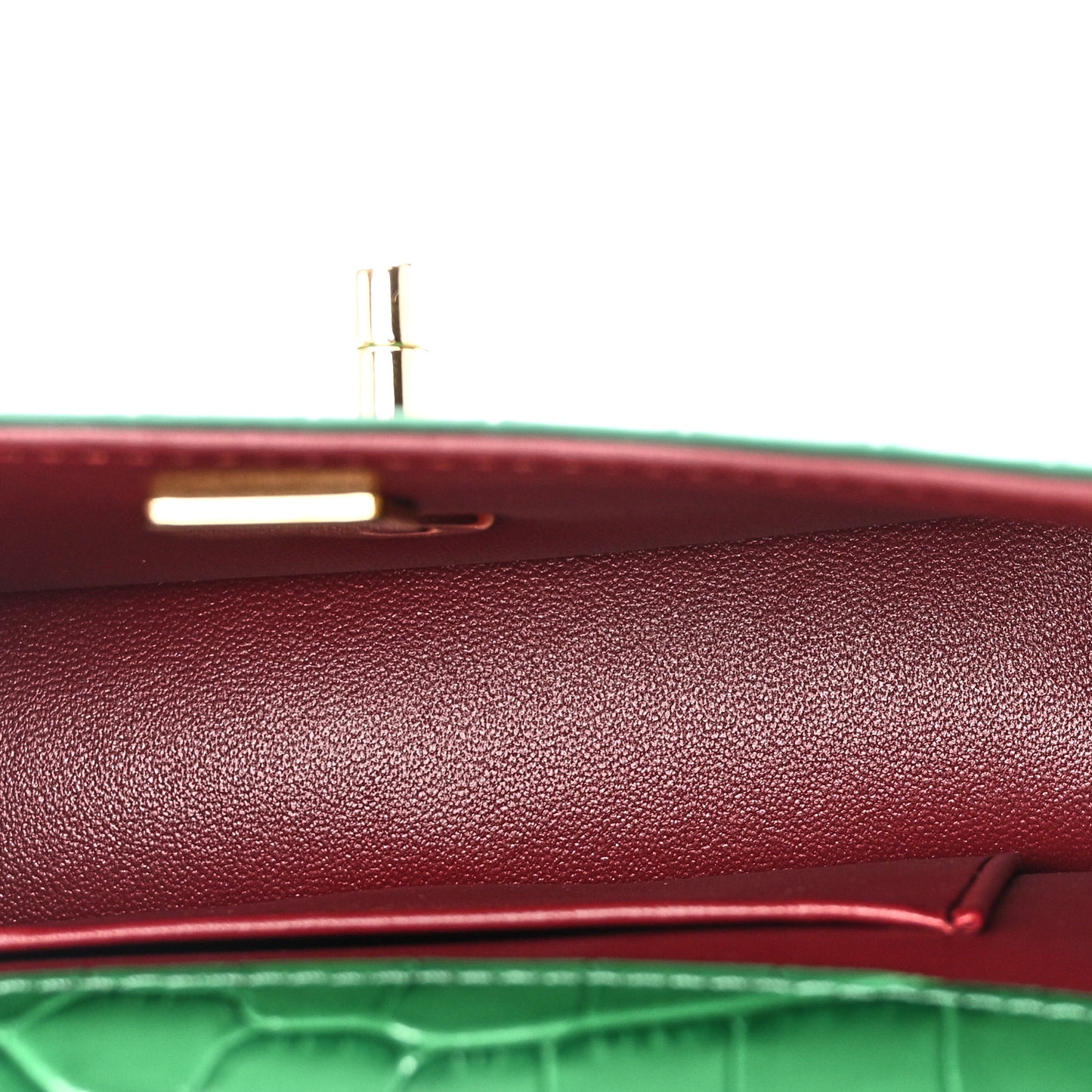 Calfskin Crocodile Embossed Turn Around Mini Flap Emerald