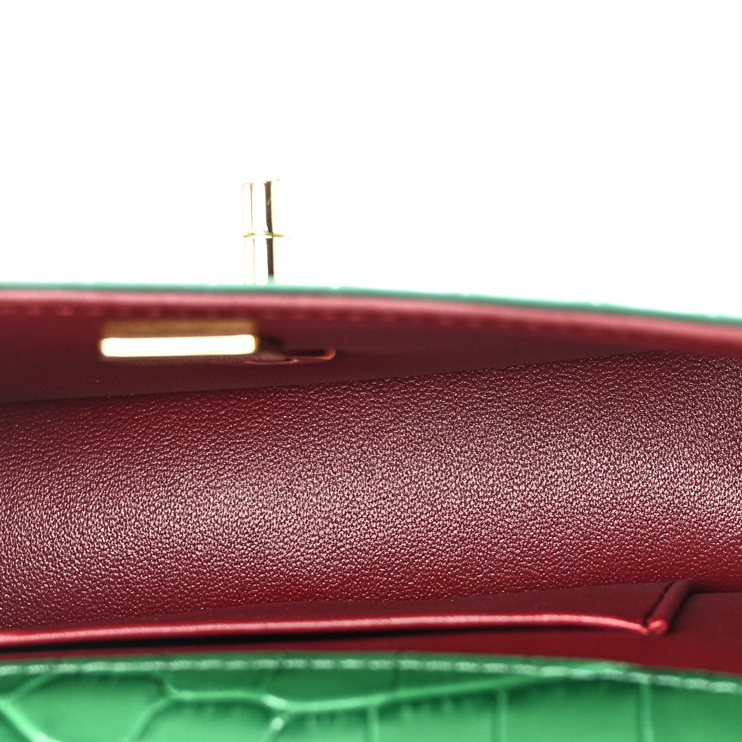 Chanel Calfskin Crocodile Embossed Turn Around Mini Flap Emerald 5 of 11