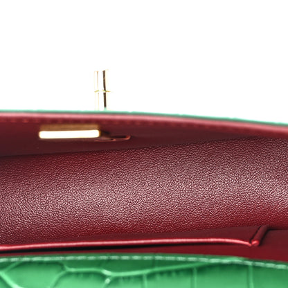 Chanel Calfskin Crocodile Embossed Turn Around Mini Flap Emerald 5 of 11