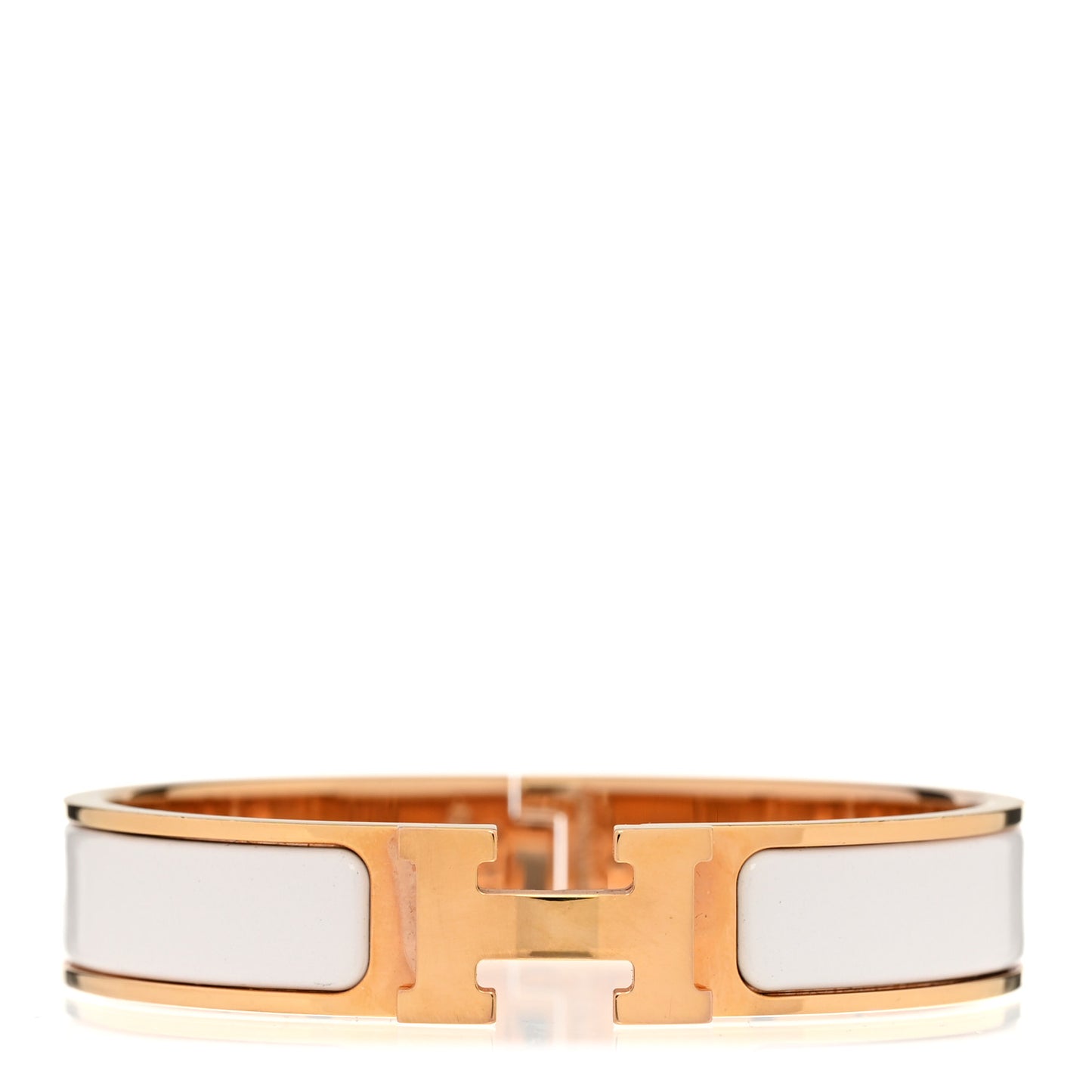 Enamel Narrow Clic Clac H Bracelet GM White