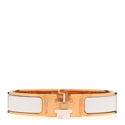 Hermes Enamel Narrow Clic Clac H Bracelet GM White 1 of 5