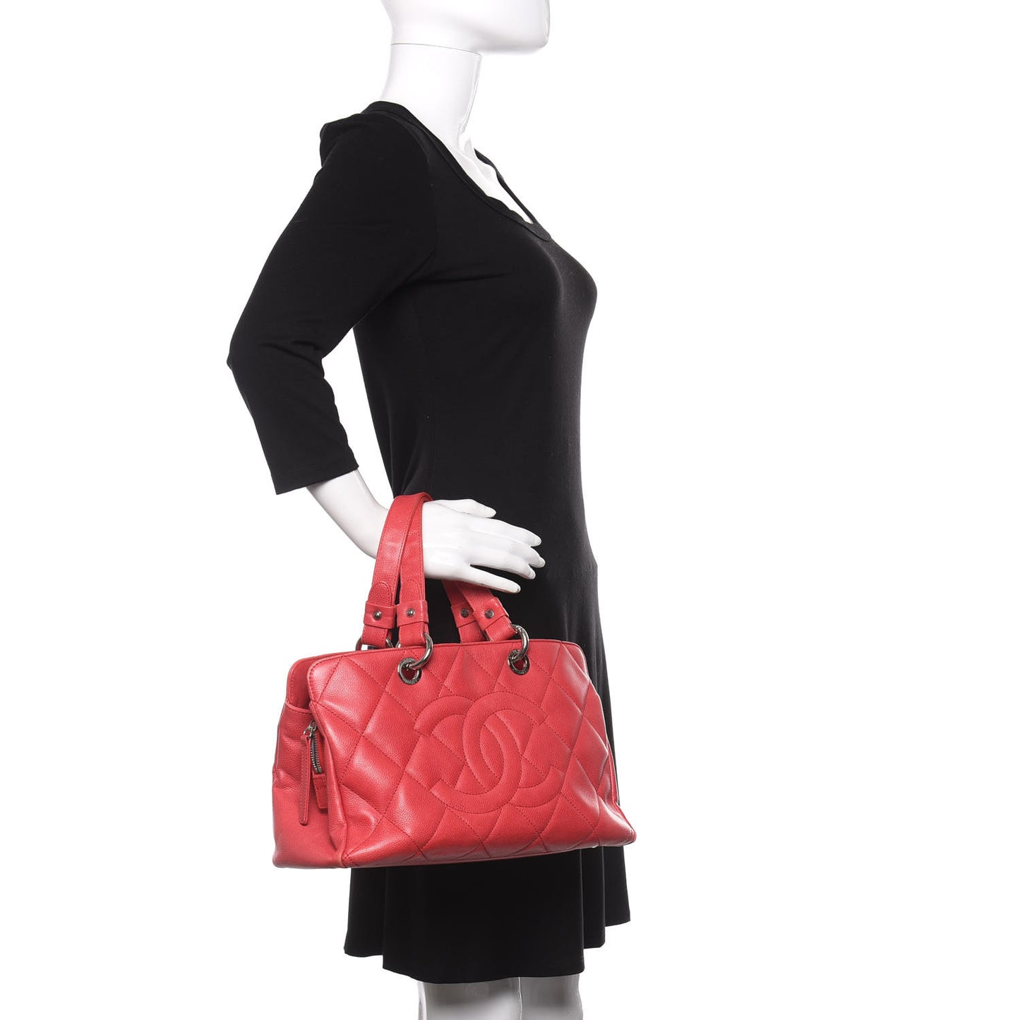 Soft Caviar Quilted CC Timeless Tote Red