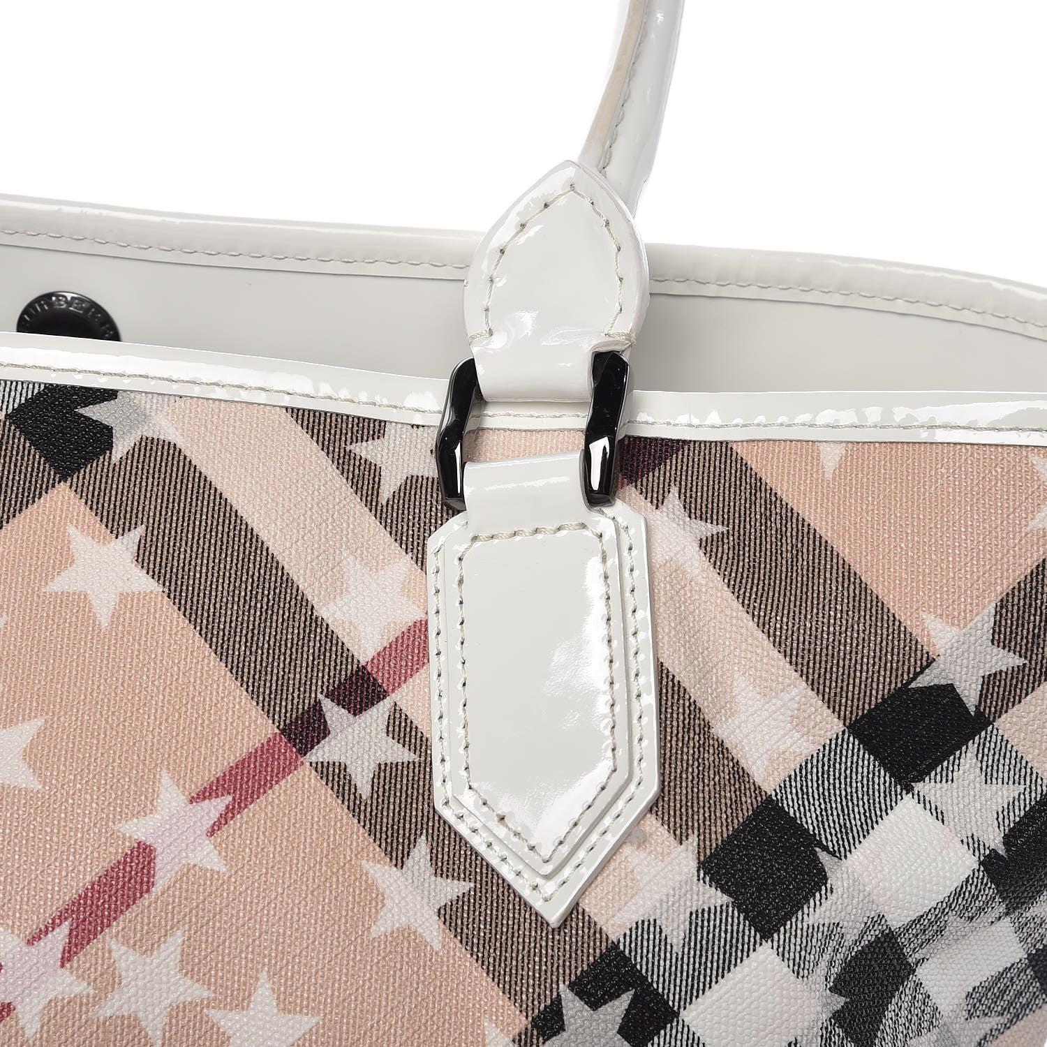 Burberry Patent Supernova Check Stars Medium Nickie Tote White 16 of 21