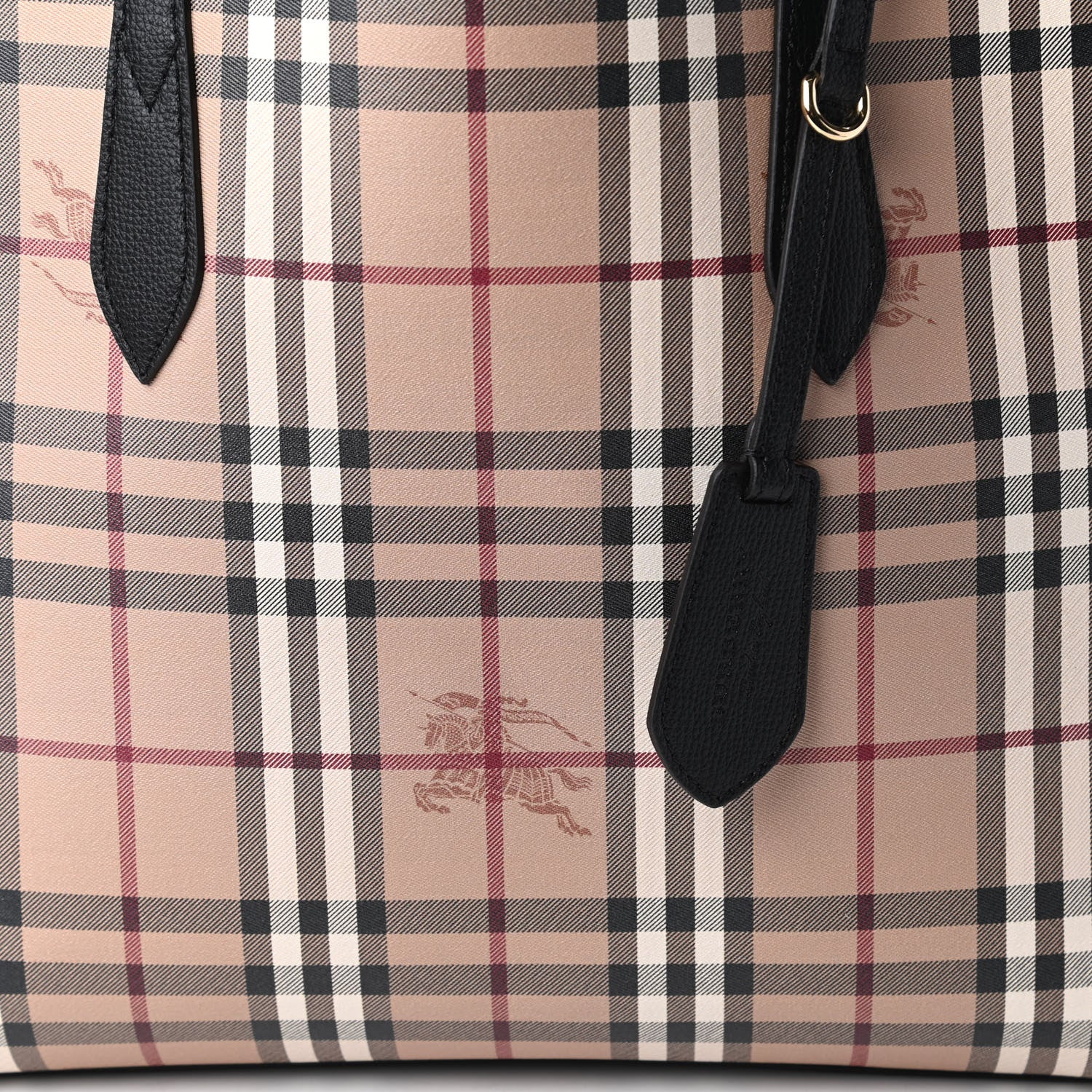 Burberry Grainy Calfskin Haymarket Check Medium Reversible Tote Black 16 of 16