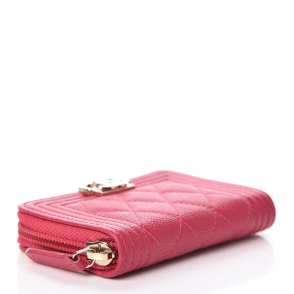 Chanel Caviar Quilted Boy Zip Around Coin Purse Wallet Fuchsia 4 of 8