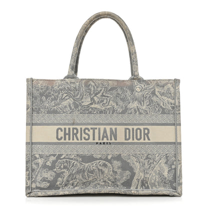 Christian Dior Canvas Embroidered Medium Dioriviera Toile De Jouy Reverse Book Tote Gray 1 of 20